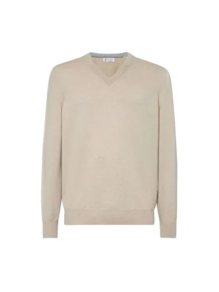 Sweter Brunello Cucinelli z kaszmiru beżowy