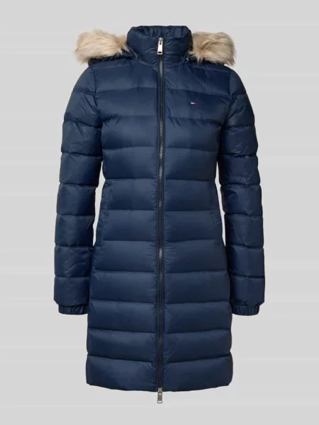 Płaszcz puchowy z odpinanym kapturem Tommy Jeans granatowy