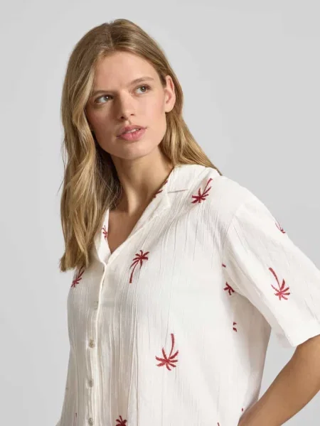 Bluzka o luźnym kroju z czystej bawełny model KIANA' Pieces biała