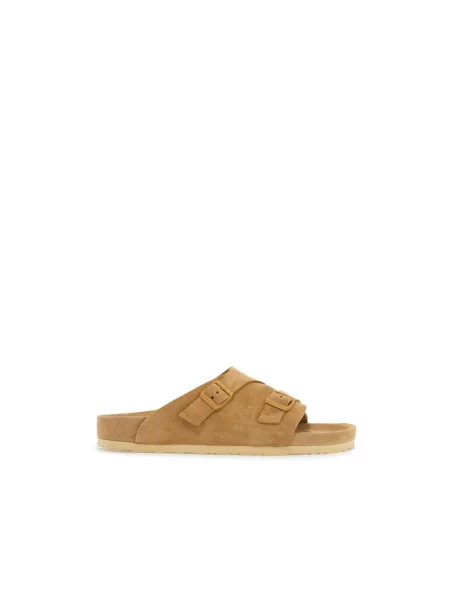 Klapki Birkenstock zamszowe beżowe