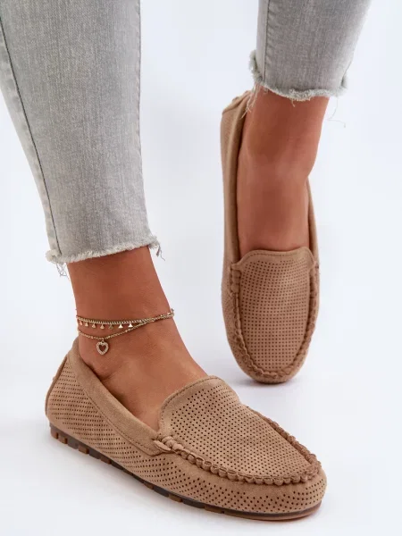 Mokasine Evento od brušene kože bež