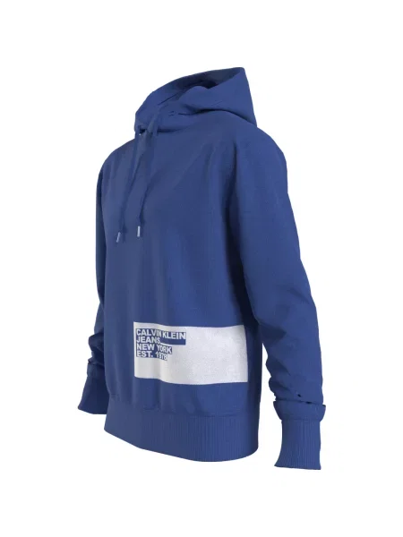Bluza z kapturem Calvin Klein z kapturem niebieska