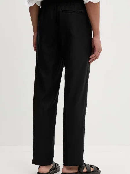 Calvin Klein Spodnie Mężczyzna M Lniane spodnie wciągane czarny