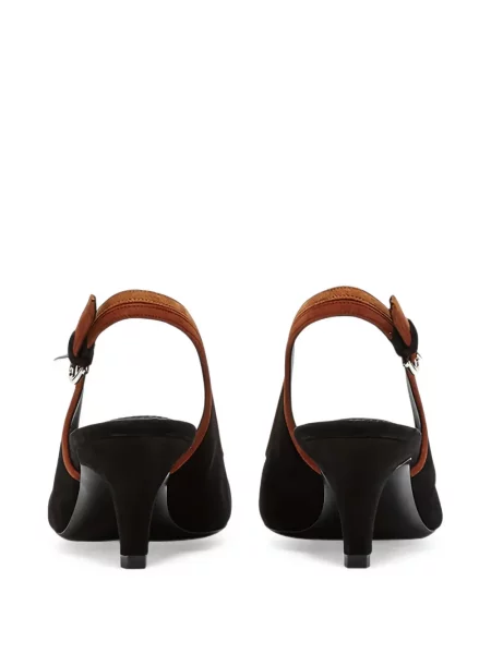 Pantofi cu toc Ferragamo din piele de căprioară slingback negru