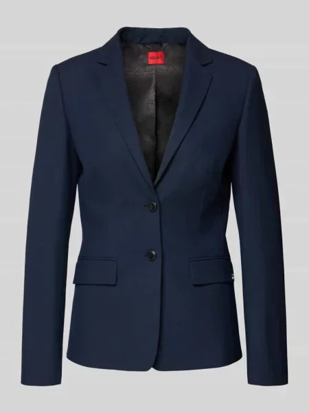 Długi żakiet o kroju slim fit z dodatkiem model ‘ADALAS’ Hugo granatowa