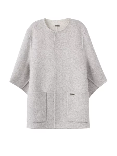 GOBI Cashmere Pulover Patch Pocket Cashmere Poncho Jacket fumuriu gri