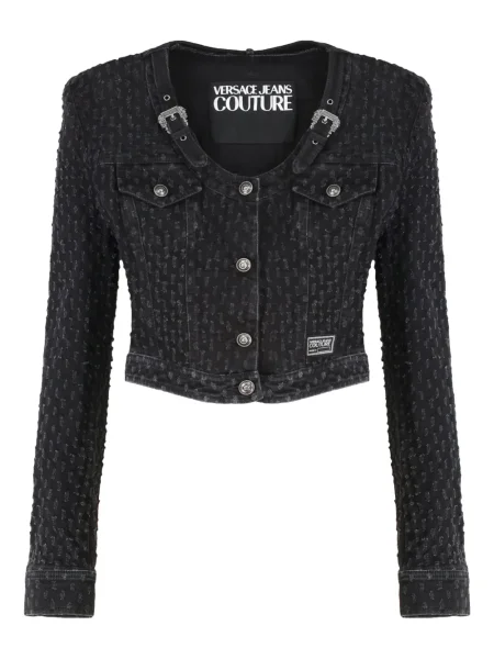 Kurtka jeansowa Versace Jeans Couture na sprzączkę czarna