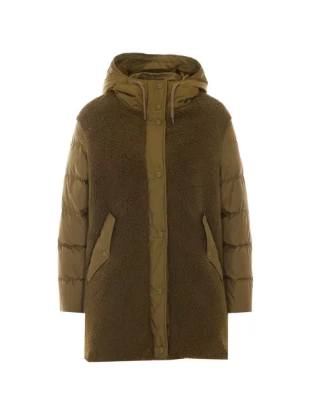Geacă parka Herno din piele de oaie verde