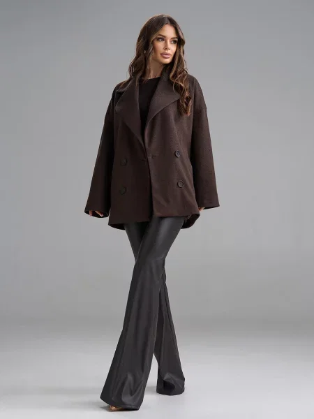 Пальто ISSA Plus темно-коричневий кашемір коричневе