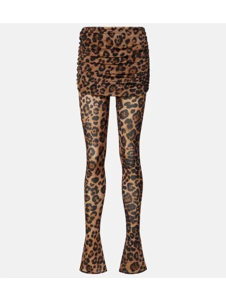 Leggings Blumarine cu imagine cu model leopard din jerseu maro