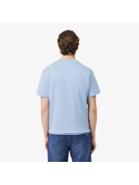 Lacoste T-Shirt Z Grubej Dzianiny Jersey Landscape Crocodile niebieski