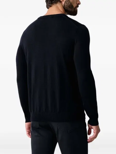 Haftowany sweter Trussardi z okrągłym dekoltem niebieski