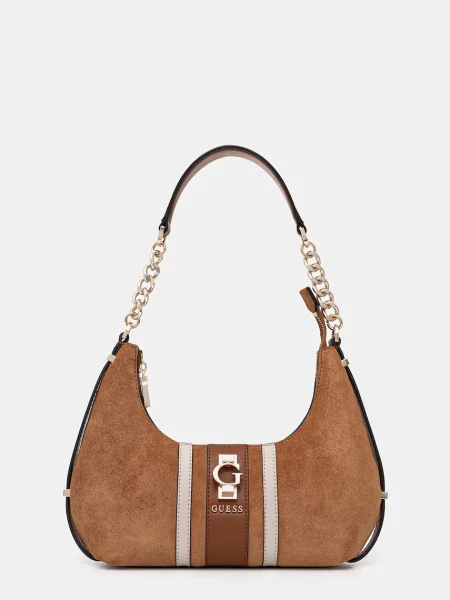 Semišová kabelka Guess ERENIA hnědá