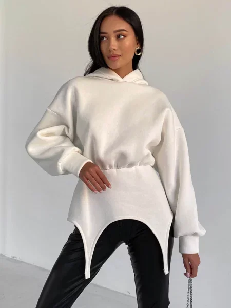 Флисовое худи Jadone Fashion белое
