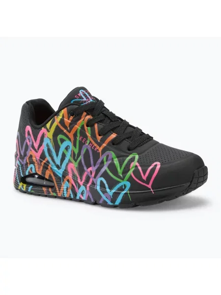 Női cipő SKECHERS JGoldcrown Uno Highlight Love black/multicolor JGoldcrown Uno Highlight Love fekete
