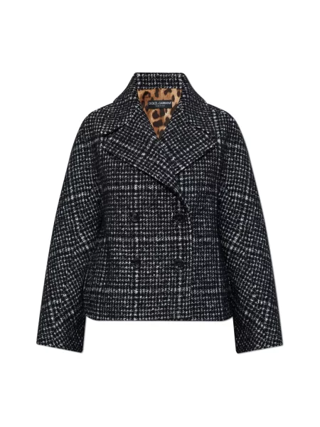 Krótki płaszcz Dolce And Gabbana wełniany czarny
