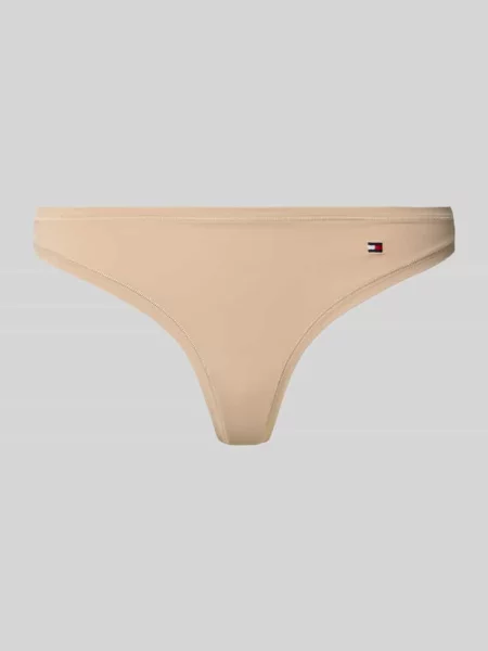 Stringi z elastycznym pasem Tommy Hilfiger beżowe