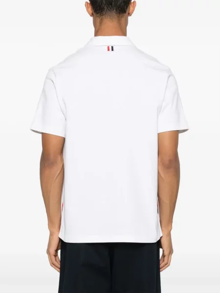 Polo Thom Browne din jerseu alb