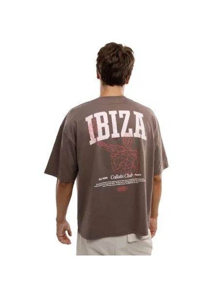 Luźny T-shirt Lifestyle Siroko IBZ Ibi Brown brązowa
