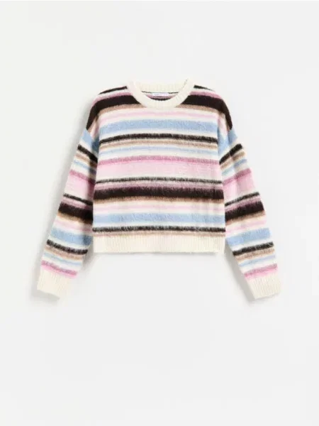 Reserved Pulover în dungi multicolor