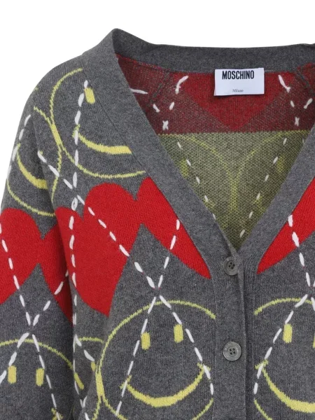 Cardigan Moschino cu motiv cu inimi gri