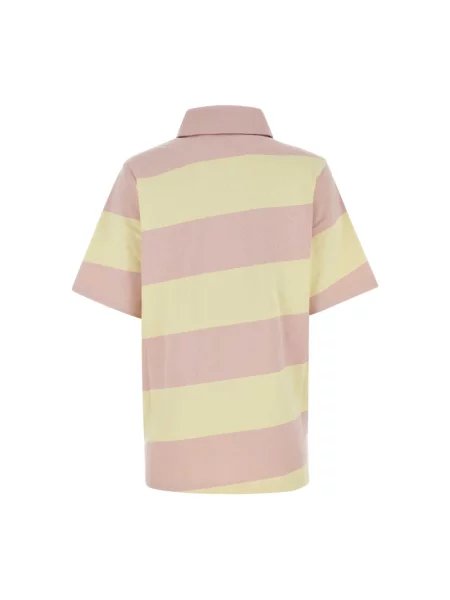 Koszulka polo Burberry w paski z nadrukiem beżowa