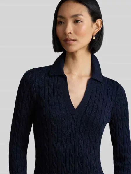 Lauren Ralph Lauren sukienka z bawełną granatowa