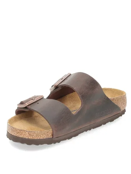 Klapki Birkenstock skórzane brązowe