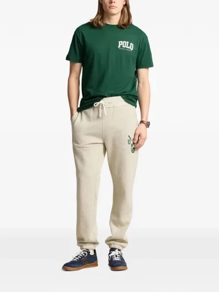 Tricou polo Polo Ralph Lauren cu glugă cu blană cu broderie roșu