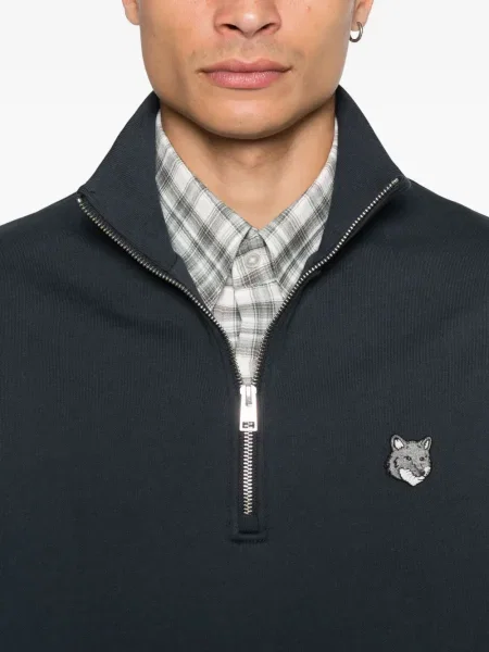 Hanorac Maison Kitsune de jumătate de fermoar albastru