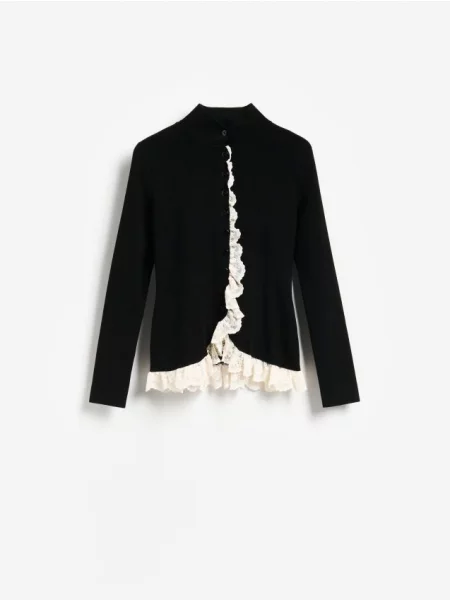 Reserved Cardigan cu dantelă negru