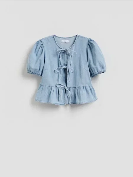 Reserved Bluză cu șnur albastru