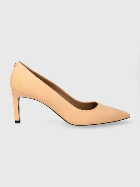 Pantofi cu toc Boss din piele portocaliu