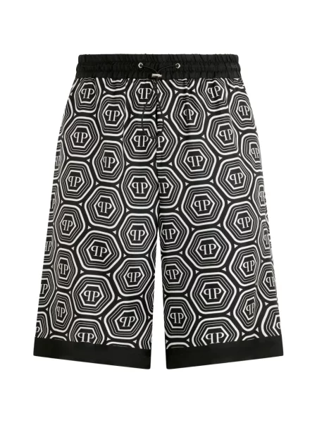 Pantaloni scurți Philipp Plein de mătase cu cordon negru