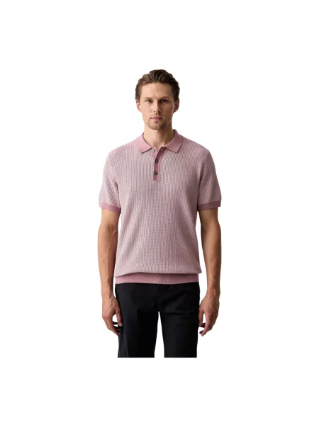 Koszulka polo o kroju slim fit z fakturowanym wzorem model Brianoro' Joop! Collection różowa