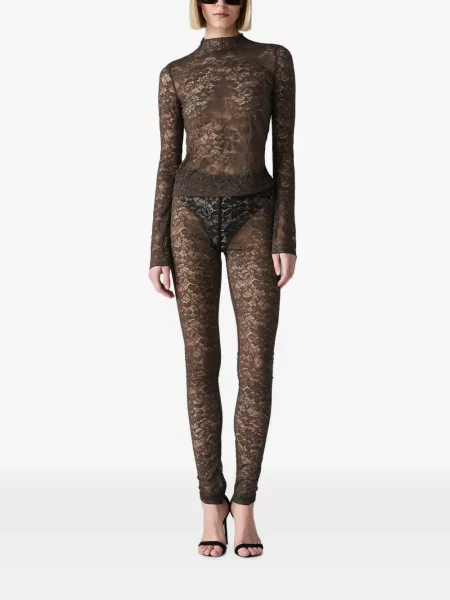 Pantaloni Vera Wang din dantelă maro