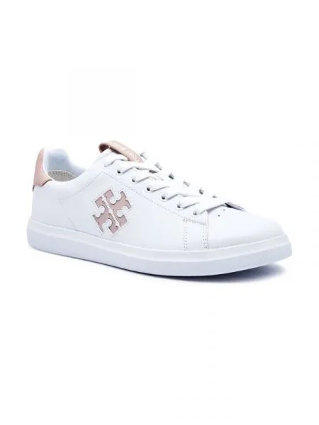 TORY BURCH De piele sneakers DOUBLE T HOWELL COURT alb
