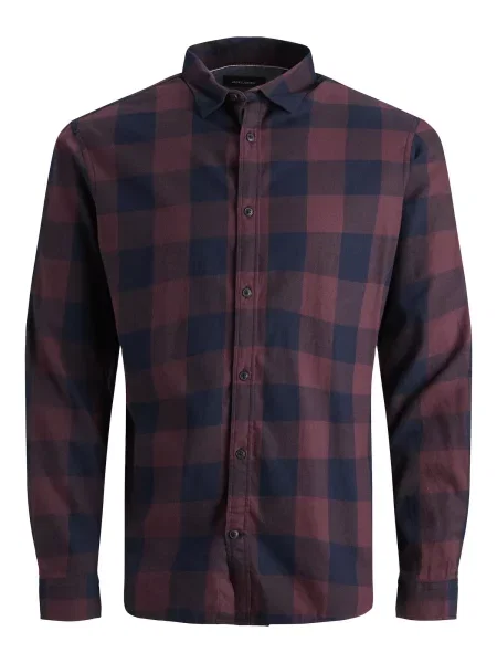 JACK & JONES Cămașă albastru închis / vin roșu