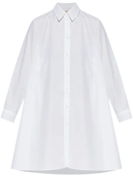 Rochie tip cămașă Marni cu broderie de costum alb