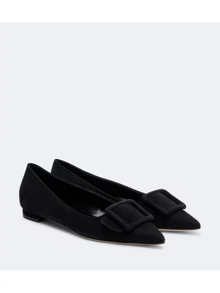 Balerini Manolo Blahnik din piele de căprioară negru