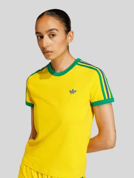 T-shirt o kroju slim fit z mieszanki bawełny Adidas Originals żółta