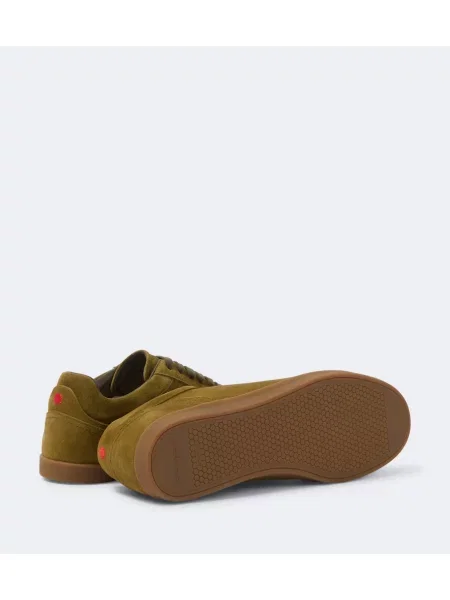 Sneakerși Kiton din piele de căprioară verde
