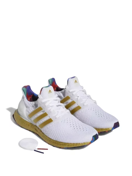 Pruhované trekkingové lněné tenisky Adidas UltraBoost šedé