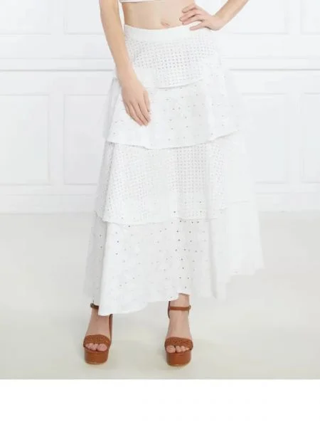 Silvian Heach Fustă LONG SKIRT ZAKOL alb