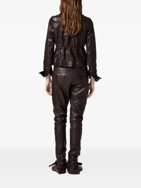 Pantaloni Miu Miu din piele maro