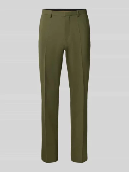 Super krój slim fit spodnie garniturowe z mieszanka wełny model Hugo oliwkowe