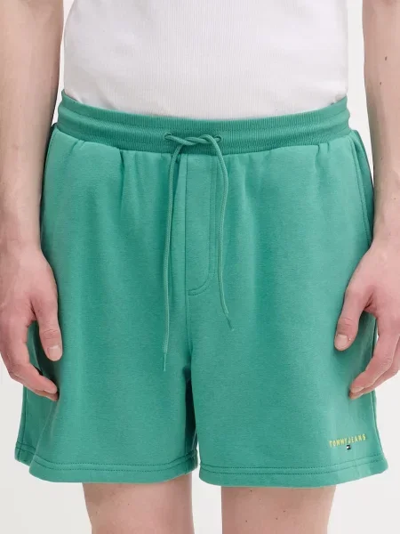 Tommy Jeans teplákové šortky s bavlnou zelené