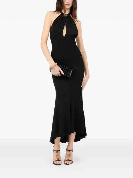 Rochie maxi Roberto Cavalli cu gât halter negru