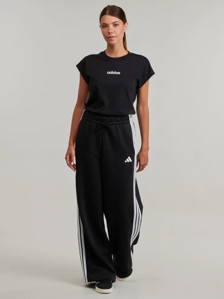Pruhovaná fleecová fleecová mikina Adidas Sportswear čierna