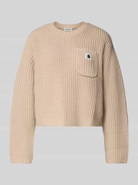 Sweter krótki z dzianiny z dodatkiem wełny model ‘MIRA’ Carhartt Wip beżowy
